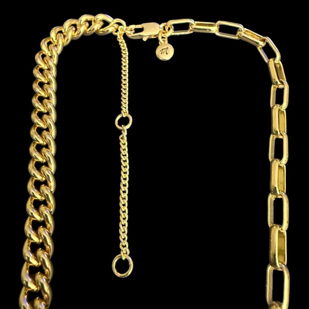 Madewell Gold Plated Brass Dual-Link Chain Necklace Curb Link Paperclip - Picture 4 of 13